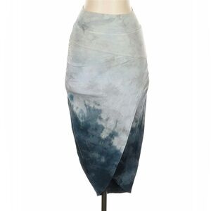 Hard Tail Faux-wrap Pencil Skirt Blue+Black Tie Dye